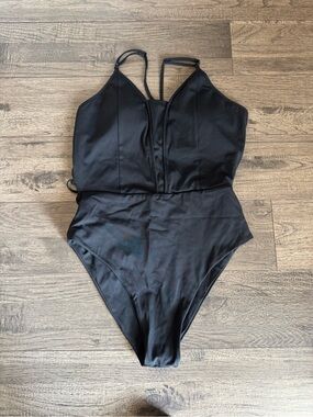 BuffBunny Black One-Piece Swimsuit, size medium